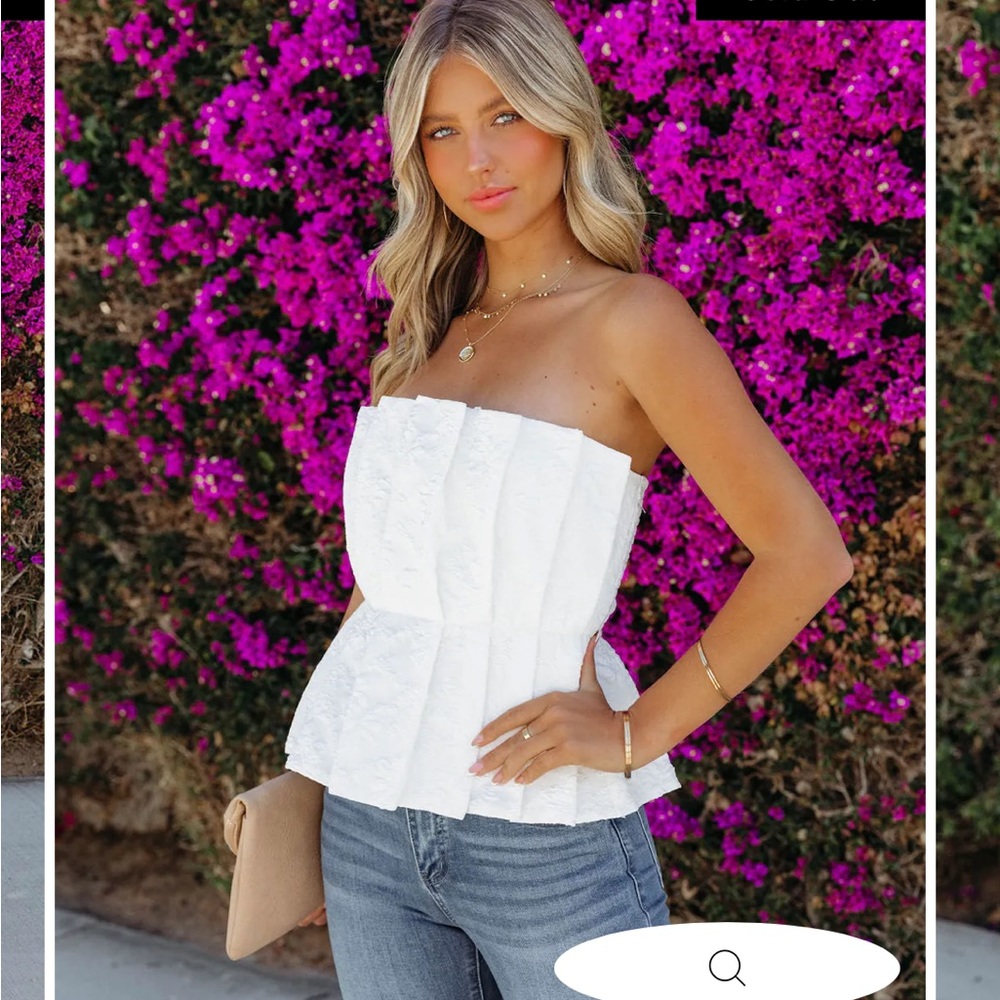 Vici angelic textured strapless top